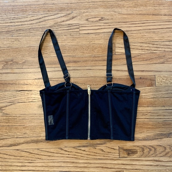 White fox festival bra top Black Sexy Bustier Push Up Mesh Biker XS Gold - Picture 8 of 12